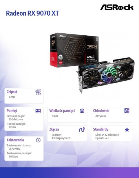 Karta graficzna Radeon RX 9070 XT Taichi 16GB Karta graficzna Radeon RX 9070 XT Taichi 16GB