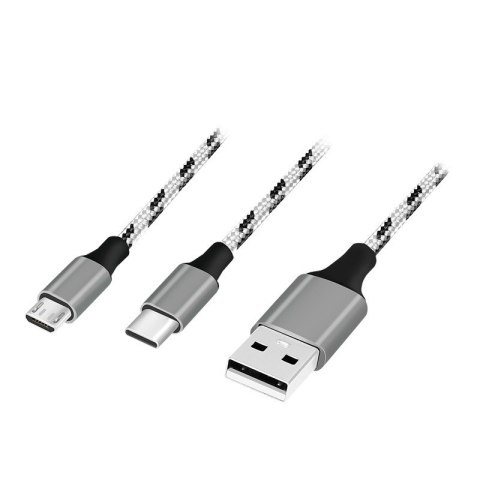 Kabel USB2.0 A/M do micro USB + USB-C, 1.2m Kabel USB2.0 A/M do micro USB + USB-C, 1.2m