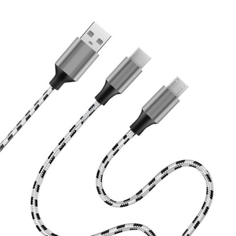 Kabel USB2.0 A/M do micro USB + USB-C, 1.2m Kabel USB2.0 A/M do micro USB + USB-C, 1.2m