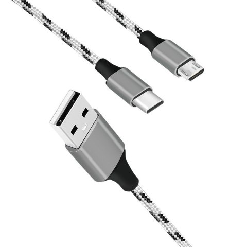 Kabel USB2.0 A/M do micro USB + USB-C, 1.2m Kabel USB2.0 A/M do micro USB + USB-C, 1.2m