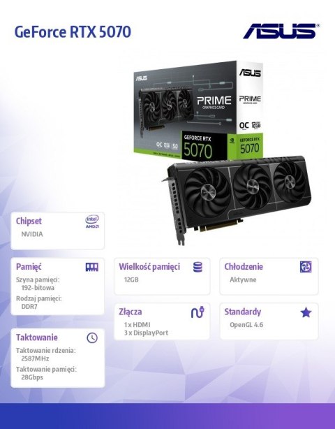 Karta graficzna GeForce RTX 5070 OC PRIME-RTX5070-O12G Karta graficzna GeForce RTX 5070 OC PRIME-RTX5070-O12G