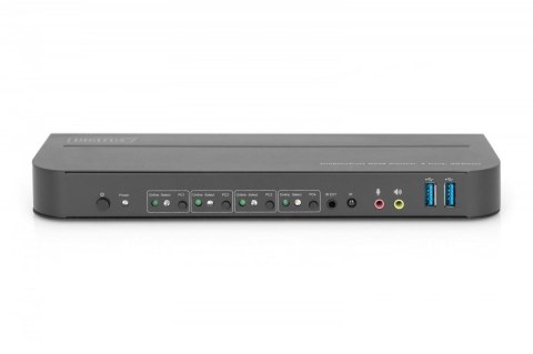 Przełącznik KVM, 4 portowy, 4K 60Hz, 4x DP IN, 1x DP OUT, 1x HDMI OUT, 2x USB A, 1x Audio IN&OUT Przełącznik KVM, 4 portowy, 4K 60Hz, 4x DP IN, 1x DP OUT, 1x HDMI OUT, 2x USB A, 1x Audio IN&OUT