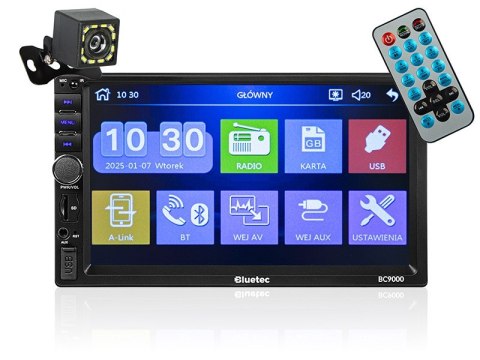 Radio samochodowe BC9000 2DIN 7 cali RDS USB microSD 4x50W kamera cofania