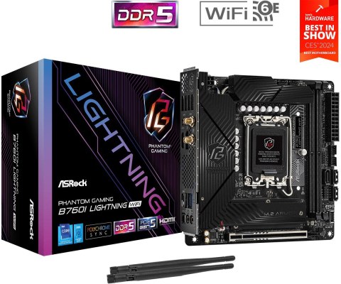 Płyta główna B760I LIGHTNING WIFI s1700 2DDR5 mITX DP/HDMI Płyta główna B760I LIGHTNING WIFI s1700 2DDR5 mITX DP/HDMI
