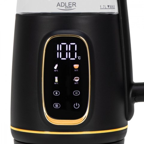 Czajnik 1,7l wyświetlacz LED, regulacja temperatury AD 1305 czarno-złoty Czajnik 1,7l wyświetlacz LED, regulacja temperatury AD 1305 czarno-złoty