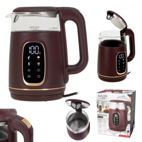 Czajnik 1,7l z wyświetlaczem LED, regulacja temperatury AD 1305 burgundy Czajnik 1,7l z wyświetlaczem LED, regulacja temperatury AD 1305 burgundy