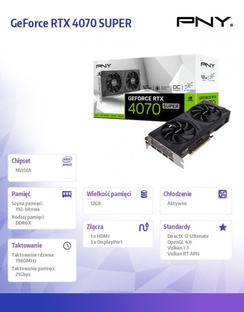 Karta graficzna GeForce RTX 4070 SUPER 12GB VERTO DUAL FAN OC Karta graficzna GeForce RTX 4070 SUPER 12GB VERTO DUAL FAN OC