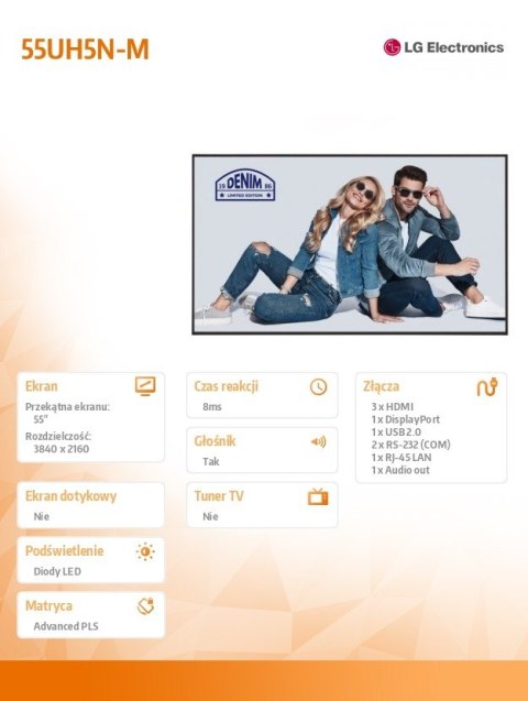 Monitor wielkoformatowy 55UH5N-M IPS 500cd/m2 24/7 Monitor wielkoformatowy 55UH5N-M IPS 500cd/m2 24/7