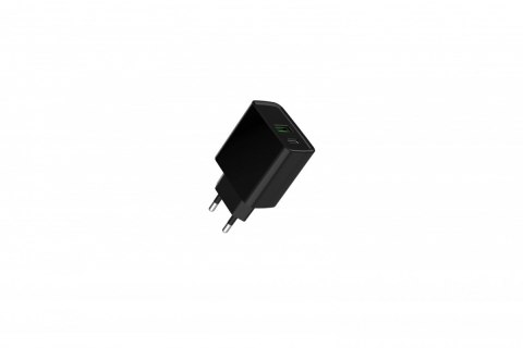 Ładowarka PowerDelivery USB-A USB-C 20W Czarna Ładowarka PowerDelivery USB-A USB-C 20W Czarna