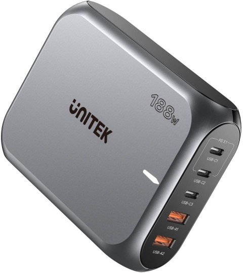 Unitek Szybka ładowarka sieciowa 2xUSB-A 3xUSB-C GAN 188W Unitek Szybka ładowarka sieciowa 2xUSB-A 3xUSB-C GAN 188W