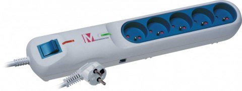 Listwa przeciwprzepięciowa LFT-2001A, 3L EMI/RFI, 2.5m, szara