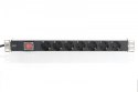 Listwa zasilająca PDU 19" RACK 7xSchuko, 2m 1xSchuko, 16A, wł./wył., aluminiowa Listwa zasilająca PDU 19" RACK 7xSchuko, 2m 1xSchuko, 16A, wł./wył., aluminiowa