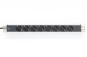 Listwa zasilająca PDU 19" RACK 8xSchuko, 2m 1xSchuko, 16A, aluminiowa Listwa zasilająca PDU 19" RACK 8xSchuko, 2m 1xSchuko, 16A, aluminiowa
