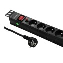 Listwa zasilająca do RACK 19cali | 1U | 6A | PDU | 6xSCHUKO | 2m Listwa zasilająca do RACK 19cali | 1U | 6A | PDU | 6xSCHUKO | 2m