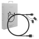 CB-BAL5 3w1 kabel micro USB | USB-C | Lightning | 1.2m nylonowy oplot czarny