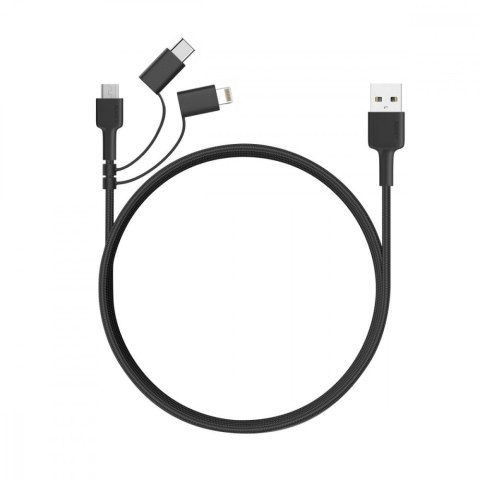CB-BAL5 3w1 kabel micro USB | USB-C | Lightning | 1.2m nylonowy oplot czarny CB-BAL5 3w1 kabel micro USB | USB-C | Lightning | 1.2m nylonowy oplot czarny