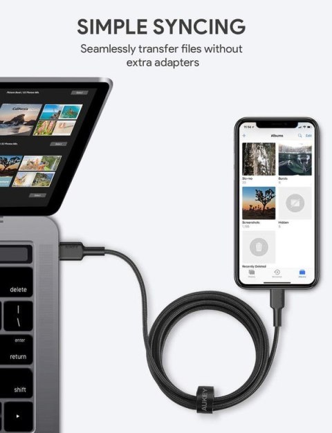 CB-CL03 kabel Lightning - USB-C 2m MFi Apple USB-PD nylonowy oplot czarny CB-CL03 kabel Lightning - USB-C 2m MFi Apple USB-PD nylonowy oplot czarny
