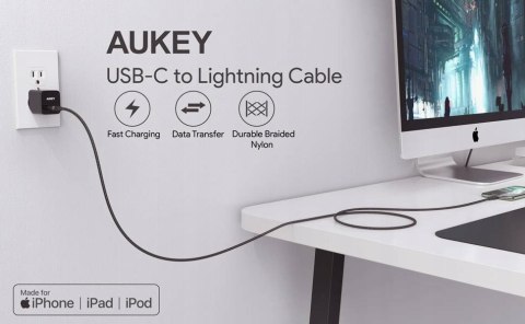 CB-CL03 kabel Lightning - USB-C 2m MFi Apple USB-PD nylonowy oplot czarny CB-CL03 kabel Lightning - USB-C 2m MFi Apple USB-PD nylonowy oplot czarny