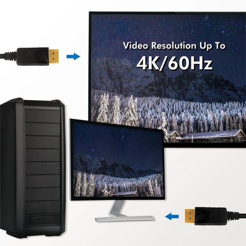 Kabel DisplayPort M/M 4K/60Hz, 3m Czarny Kabel DisplayPort M/M 4K/60Hz, 3m Czarny