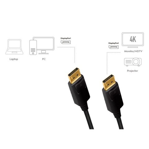 Kabel DisplayPort M/M 4K/60Hz, 3m Czarny Kabel DisplayPort M/M 4K/60Hz, 3m Czarny