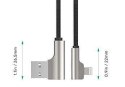 CB-AL01 OEM kabel 90° Lightning - USB-A 2m MFi Apple kątowy wtyki 90 stopni nylonowy oplot czarny