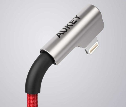 CB-AL01 OEM kabel 90° Lightning - USB-A 2m MFi Apple kątowy wtyki 90 stopni nylonowy oplot czerwony CB-AL01 OEM kabel 90° Lightning - USB-A 2m MFi Apple kątowy wtyki 90 stopni nylonowy oplot czerwony