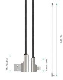 CB-AL04 OEM kabel 90° Lightning - USB-A 1m MFi Apple kątowy wtyki 90 stopni nylonowy oplot czarny