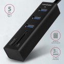 HMA-CR3A Wieloportowy hub 3x USB-A + SD/microSD, USB3.2 Gen 1 hub, metalowy, 20cm USB-A kabel HMA-CR3A Wieloportowy hub 3x USB-A + SD/microSD, USB3.2 Gen 1 hub, metalowy, 20cm USB-A kabel