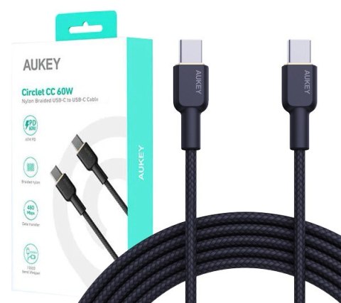 CB-NCC1 kabel USB-C - USB-C 1m 60W PD 3A 20V nylonowy oplot czarny