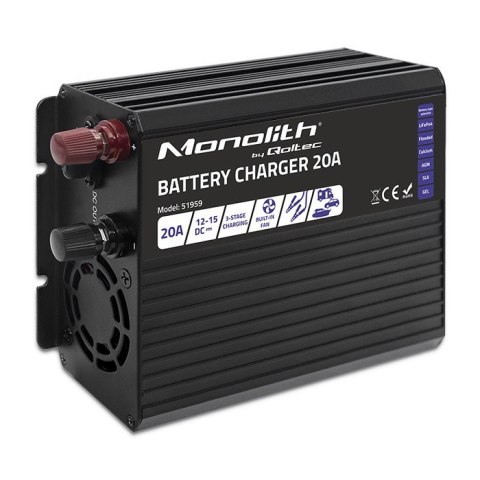 Inteligentna ładowarka Monolith do akumulatorów LiFePO4 AGM GEL SLA | 20A | 12V Inteligentna ładowarka Monolith do akumulatorów LiFePO4 AGM GEL SLA | 20A | 12V