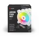 Wentylator FAN-01 White 4-pack 120mm ARGB wraz kontrolerem oraz pilotem Wentylator FAN-01 White 4-pack 120mm ARGB wraz kontrolerem oraz pilotem