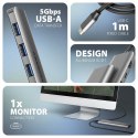 HMC-5H Wieloportowy hub USB 5in1, 5Gbps, 3x USB-A, HDMI 4K/30Hz, PD 100W, 100cm USB-C kabel HMC-5H Wieloportowy hub USB 5in1, 5Gbps, 3x USB-A, HDMI 4K/30Hz, PD 100W, 100cm USB-C kabel