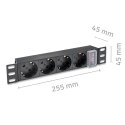 Listwa zasilająca PDU do RACK 10" | 1U | 16A | 4xSchuko | 1.8m Listwa zasilająca PDU do RACK 10" | 1U | 16A | 4xSchuko | 1.8m