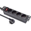 Listwa zasilająca PDU do RACK 10" | 1U | 16A | 4xSchuko | 1.8m Listwa zasilająca PDU do RACK 10" | 1U | 16A | 4xSchuko | 1.8m
