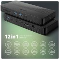 HMC-U4 Wieloportowy hub USB 12in1, USB 4.0 40Gbps, 3x USB-A, 2x USB-C, GLAN, HDMI 8K, DP 8K, PD 100W, HQ audio 24bit, UHS II SD/ HMC-U4 Wieloportowy hub USB 12in1, USB 4.0 40Gbps, 3x USB-A, 2x USB-C, GLAN, HDMI 8K, DP 8K, PD 100W, HQ audio 24bit, UHS II SD/