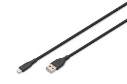 Kabel połączeniowy silikonowy USB-A - Lightning, USB 2.0 12W, certyfikat MFI, 2m Czarny