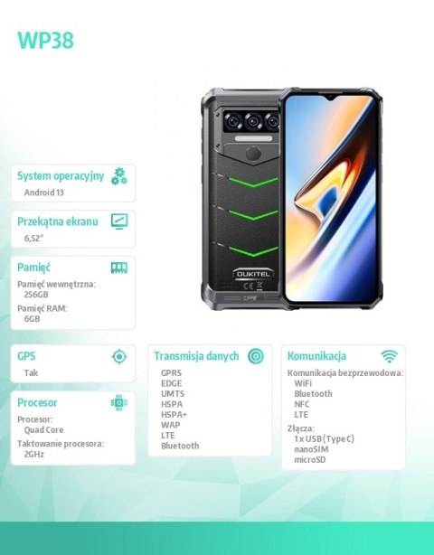 Smartfon WP38 6/256GB zielony Smartfon WP38 6/256GB zielony