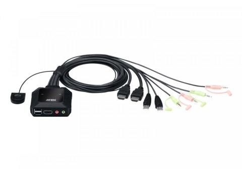 Przełącznik KVM z 2 portami USB 4K HDMI ze zdalnym selektorem portów Przełącznik KVM z 2 portami USB 4K HDMI ze zdalnym selektorem portów