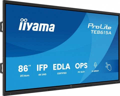 Monitor 86 cali TE8615A-B1AG IPS,4K,40pkt,550cd,DeepContrast-IR+, HDMI x2,DP,USB-C, 2 x 20W, OPS Slot x1, 5xUSB, 2xRJ45,8-Arr Monitor 86 cali TE8615A-B1AG IPS,4K,40pkt,550cd,DeepContrast-IR+, HDMI x2,DP,USB-C, 2 x 20W, OPS Slot x1, 5xUSB, 2xRJ45,8-Arr