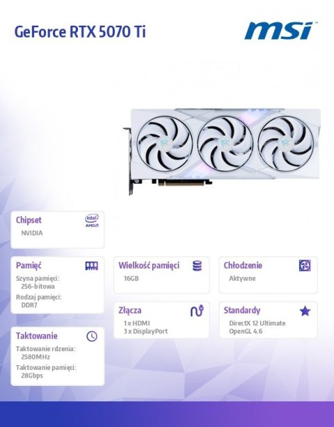Karta graficzna GeForce RTX 5070 Ti 16G GAMING OC WHITE Karta graficzna GeForce RTX 5070 Ti 16G GAMING OC WHITE