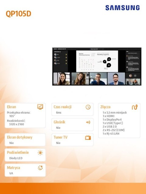 Monitor wielkoformatowy 105 cali QP105D LH105QPD5BGXEN Monitor wielkoformatowy 105 cali QP105D LH105QPD5BGXEN