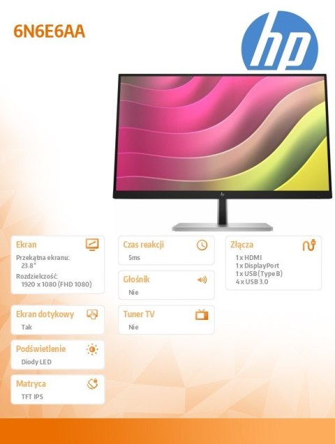 Monitor dotykowy FHD E24t G5 6N6E6AA Monitor dotykowy FHD E24t G5 6N6E6AA