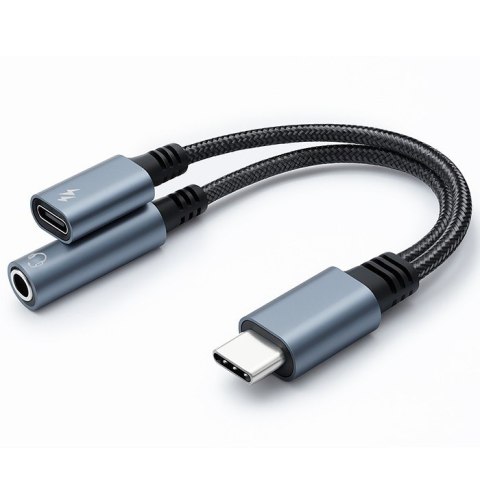 Adapter USB-C 2w1 | USB-C | Jack 3.5mm | PD 15W | 10cm Adapter USB-C 2w1 | USB-C | Jack 3.5mm | PD 15W | 10cm