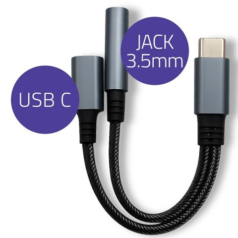 Adapter USB-C 2w1 | USB-C | Jack 3.5mm | PD 15W | 10cm Adapter USB-C 2w1 | USB-C | Jack 3.5mm | PD 15W | 10cm