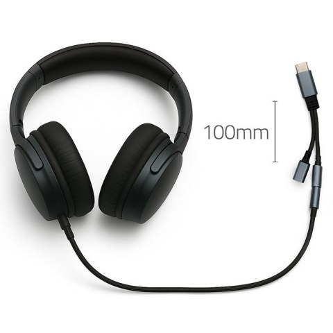 Adapter USB-C 2w1 | USB-C | Jack 3.5mm | PD 15W | 10cm Adapter USB-C 2w1 | USB-C | Jack 3.5mm | PD 15W | 10cm