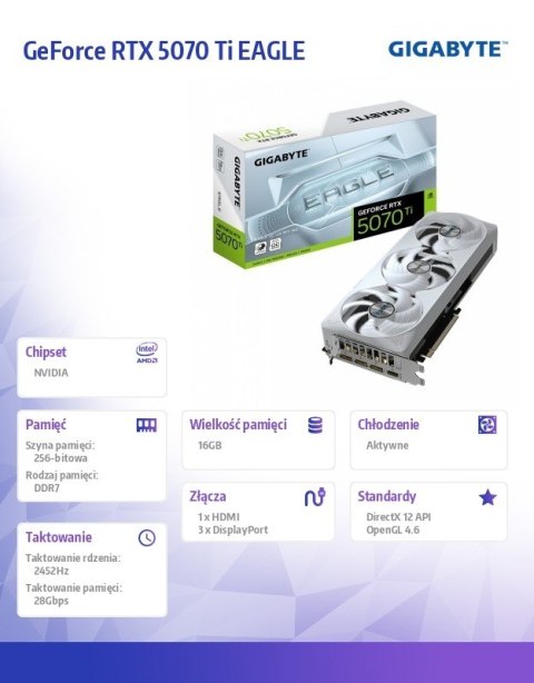 Karta graficzna GeForce RTX 5070 Ti EAGLE OC ICE SFF 16G 256BIT GDDR7 Karta graficzna GeForce RTX 5070 Ti EAGLE OC ICE SFF 16G 256BIT GDDR7