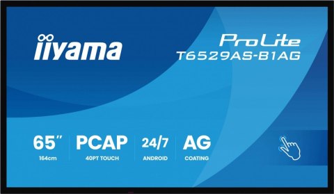 Monitor 65 cali T6529AS-B1AG VA,4K,HDMIx2,USB-C,RJ45,2x10W,WiFi, Android 14, Signal FailOver, Whiteboard, iiSignage2 (CMS), Monitor 65 cali T6529AS-B1AG VA,4K,HDMIx2,USB-C,RJ45,2x10W,WiFi, Android 14, Signal FailOver, Whiteboard, iiSignage2 (CMS),