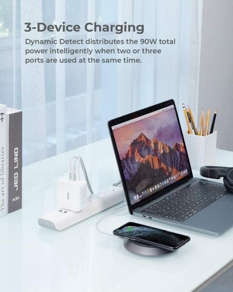 PA-B6S White Omnia Mix GaN ładowarka sieciowa 3xUSB (2xUSB C+1xUSB A) 90W PA-B6S White Omnia Mix GaN ładowarka sieciowa 3xUSB (2xUSB C+1xUSB A) 90W