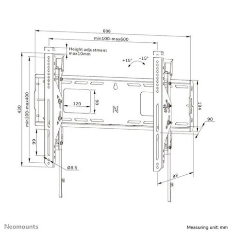 Uchwyt ścienny LEVEL-750 Wall Mount (XL, 125 kg, uchylny, zabezpieczenie przed przechyleniem) Uchwyt ścienny LEVEL-750 Wall Mount (XL, 125 kg, uchylny, zabezpieczenie przed przechyleniem)