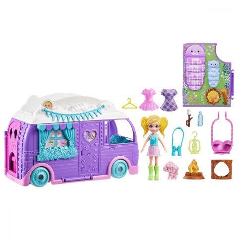 Zestaw figurek Polly Pocket Glampingowy Van Kamper + laleczka Zestaw figurek Polly Pocket Glampingowy Van Kamper + laleczka